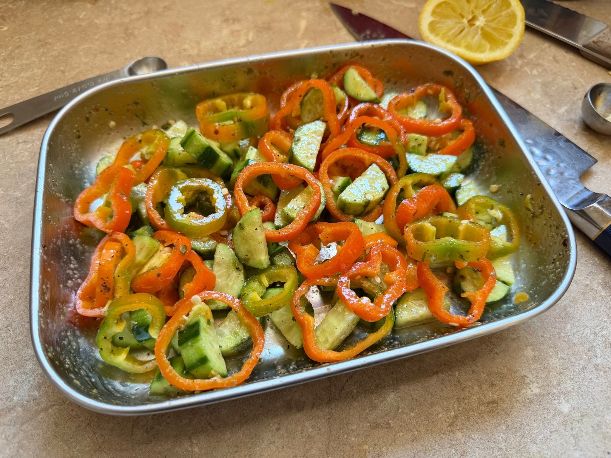 bell pepper + cucumber salad