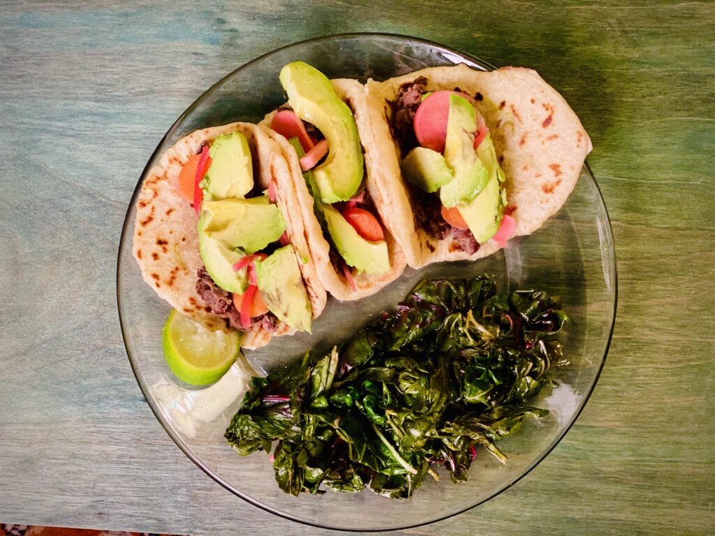 black bean and avocado tacos