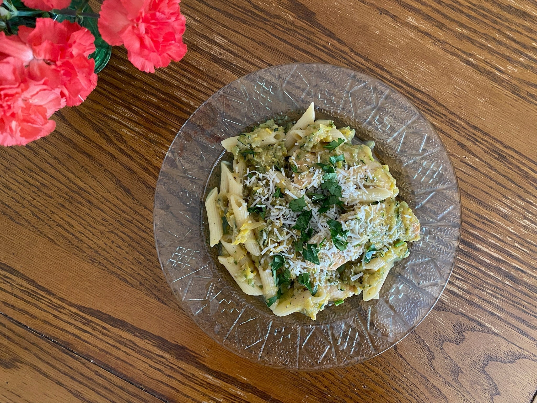 cheesy summer squash pasta