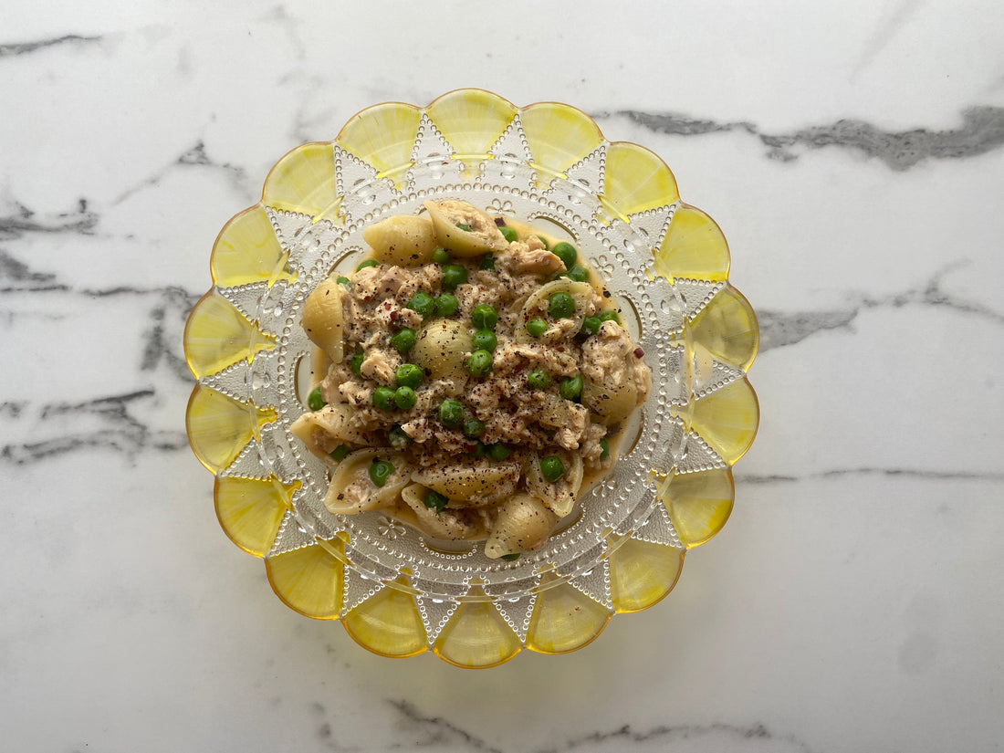 cheesy blackened salmon or tuna pasta (1-pot)