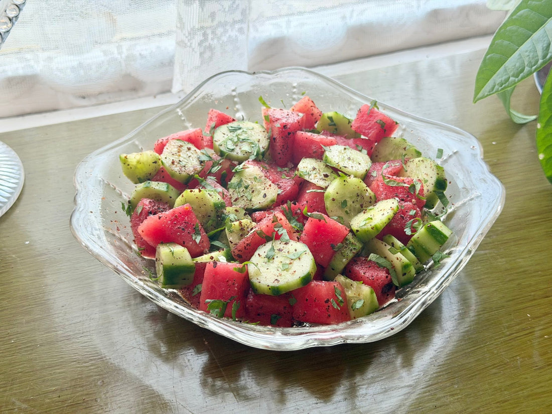 watermelon + cucumber salad