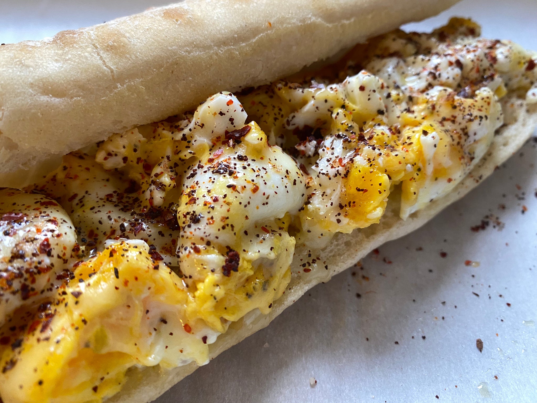 sugo, egg, and cheese